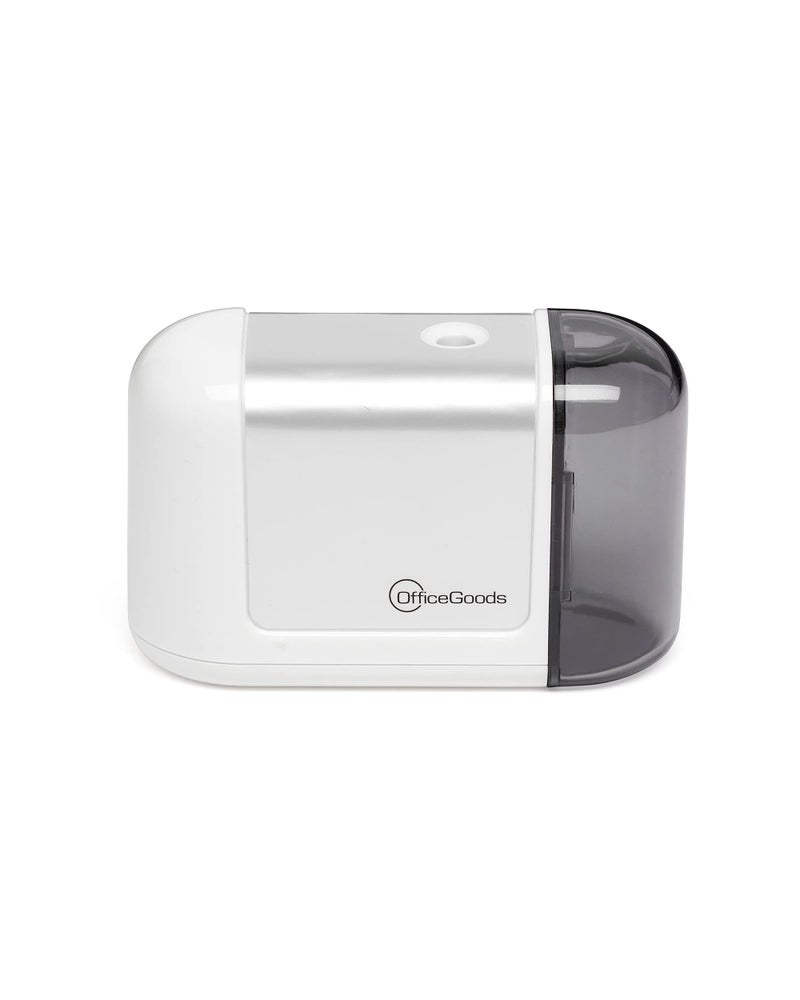 OfficeGoods Mini-Pro Electric Pencil Sharpener - Cordless Portable Sharpener - Battery Operated - Compact & Powerful for Home, Office & School - White - Image 1